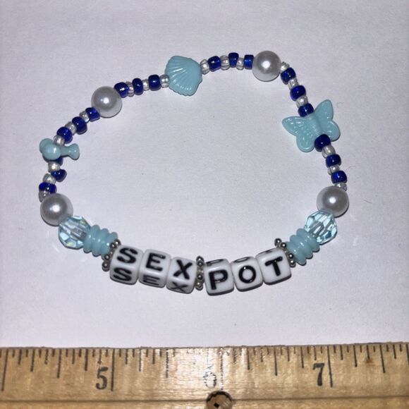 Multicolor “S*x Pot” Bracelet Adult Humor Beaded Handmade Naughty Accessories - Picture 1 of 4